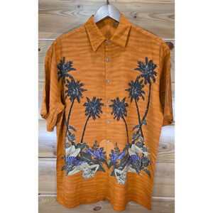 VTG Tropical Hawaiian Shirt Palm Trees Women Babe Men Medium READ